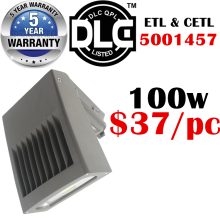 DLC ETL wall pack light china shenzhen supplier lowest price 5 years warranty 20w-100w 120lm/w full cut-off led wall pack 100w